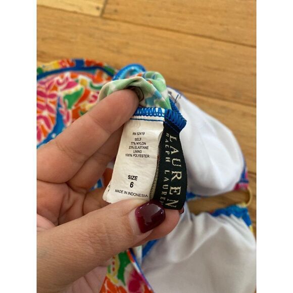 Lauren Ralph Lauren women’s multicolor patterned strapless swimsuit top 6 - Picture 5 of 7